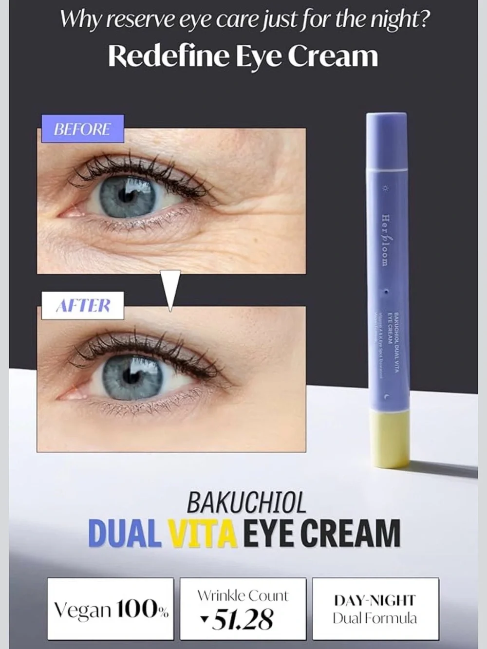Herbloom Bakuchiol Dual Ended Vita Eye Cream Concealer Beige Yellow